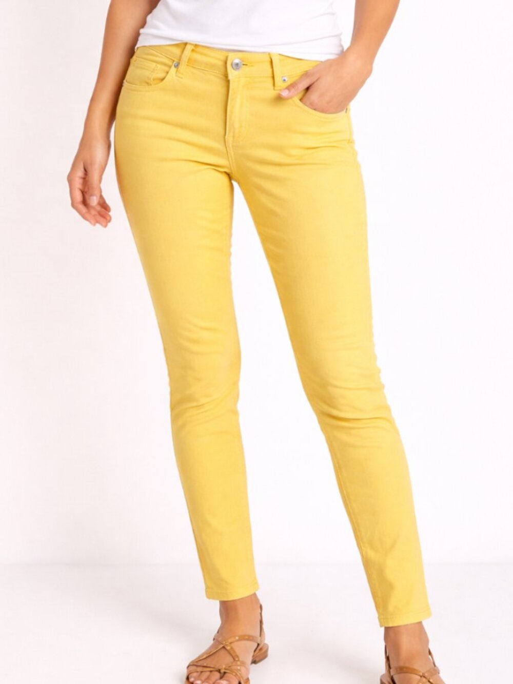 Paige Womens Verdugo Yellow Tapered Low-Rise Ankle Jeans 27